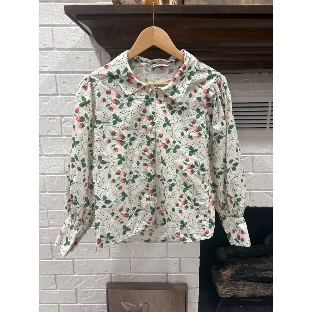 Batsheva x Laura Ashley Strawberry Field Grace Blouse White Size 4 - Picture 6 of 11